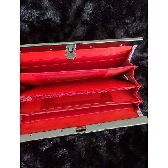 Plaid Kisslock Wallet Clutch Purse Checkbook Holder Organizer‎ Pink - Picture 5 of 5